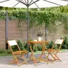Image de vidaXL Ensemble de bistro 3 pcs blanc crème tissu et bois massif