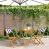 Image de vidaXL Ensemble de bistro 3 pcs bleu et blanc tissu et bois massif