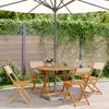 Image de vidaXL Ensemble à manger de jardin 5 pcs beige tissu et bois massif