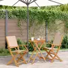 Image de vidaXL Ensemble de bistro 3 pcs beige tissu et bois massif