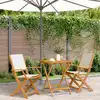 Image de vidaXL Ensemble de bistro 3 pcs blanc crème tissu et bois massif