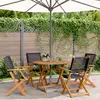 Image de vidaXL Ensemble à manger de jardin 5 pcs résine tressée et bois massif