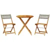 Image de vidaXL Ensemble de bistro 3 pcs gris résine tressée et bois massif