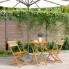 Image de vidaXL Ensemble de bistro 3 pcs beige polypropylène et bois massif