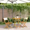 Image de vidaXL Ensemble de bistro 3 pcs blanc crème tissu et bois massif