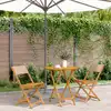 Image de vidaXL Ensemble de bistro 3 pcs taupe tissu et bois massif