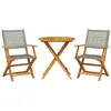 Image de vidaXL Ensemble de bistro 3 pcs gris résine tressée et bois massif