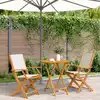 Image de vidaXL Ensemble de bistro 3 pcs blanc crème tissu et bois massif