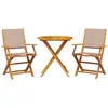 Image de vidaXL Ensemble de bistro 3 pcs taupe tissu et bois massif