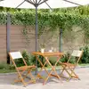 Image de vidaXL Ensemble de bistro 3 pcs blanc crème tissu et bois massif