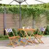 Image de vidaXL Ensemble de bistro 3 pcs bleu et blanc tissu et bois massif