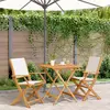 Image de vidaXL Ensemble de bistro 3 pcs blanc crème tissu et bois massif