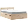 Image de vidaXL Lit avec tiroirs et matelas 120x200 cm bois massif de pin, meuble de chambre à coucher, lit en bois, lit avec tiroir, sommier, lit de rangement