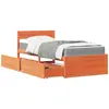 Image de vidaXL Lit avec tiroirs/matelas cire marron 100x200 cm bois massif pin