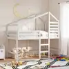 Image de vidaXL Lit superposé avec échelle et toit sans matelas blanc 90x190 cm