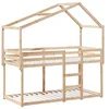 Image de vidaXL Lit superposé avec toit 90x200 cm bois de pin massif, lit, cadre de lit, lit mezzanine, meuble de chambre, sommier, cadre de lit superposé