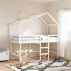 Image de vidaXL Lit superposé avec échelle et toit sans matelas blanc 90x190 cm