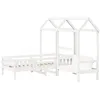 Image de vidaXL Ensemble de lit et de banc avec toit 75x190 cm bois massif pin, meuble de chambre à coucher, sommier, cadre de lit en bois massif, lit