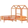 Image de vidaXL Ensemble de lit et de banc avec toit 75x190 cm bois massif pin, meuble de chambre à coucher, sommier, cadre de lit en bois massif, lit