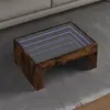 Image de vidaXL Table basse avec LED infini chêne fumé 70x50x30 cm