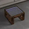Image de vidaXL Table basse avec LED infini chêne fumé 50x53x30 cm