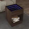 Image de vidaXL Table basse avec LED infini chêne marron 40x40x50 cm