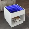 Image de vidaXL Table basse avec LED infini blanc 50x50x50 cm