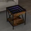 Image de vidaXL Table basse avec LED Infinity chêne fumé 40x40x49 cm