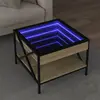 Image de vidaXL Table basse avec LED infini chêne sonoma 50x50x38 cm