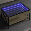 Image de vidaXL Table basse avec LED infini chêne sonoma 70x50x38 cm