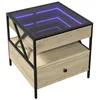 Image de vidaXL Table basse avec LED Infinity chêne sonoma 50x50x51 cm, table d'appoint, table de salon, table latérale, bout de canapé, table centrale