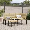 Image de vidaXL Ensemble de banc de jardin avec coussins 3 pcs noir