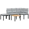 Image de vidaXL Ensemble de banc de jardin avec coussins 4 pcs noir