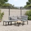 Image de vidaXL Ensemble de banc de jardin avec coussins 4 pcs noir