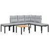 Image de vidaXL Salon de jardin avec coussins 5 pcs noir acier enduit de poudre