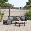 Image de vidaXL Salon de jardin 4 pcs avec coussins noir aluminium