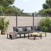 Image de vidaXL Salon de jardin 4 pcs avec coussins noir aluminium
