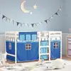 Image de vidaXL Lit mezzanine enfants avec rideaux sans matelas bleu 90x190 cm