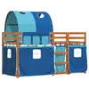 Image de vidaXL Lit superposé avec rideaux bleu 80x200 cm bois pin massif, lit, cadre de lit, lit superposé bas, meuble de chambre à coucher