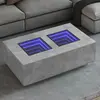 Image de vidaXL Table basse avec LED infini gris béton 116x69x40 cm