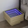 Image de vidaXL Table de chevet avec LED infini chêne sonoma 40x40x30 cm