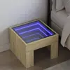 Image de vidaXL Table de chevet avec LED infini chêne sonoma 40x40x30 cm