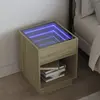 Image de vidaXL Table de chevet avec LED infini chêne sonoma 40x40x50 cm