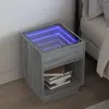 Image de vidaXL Table de chevet avec LED infini sonoma gris 40x40x50 cm