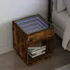 Image de vidaXL Table de chevet avec LED infini chêne marron 40x40x50 cm