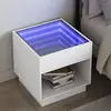 Image de vidaXL Table de chevet avec LED infini blanc 50x50x50 cm