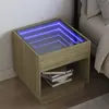 Image de vidaXL Table de chevet avec LED infini chêne sonoma 50x50x50 cm