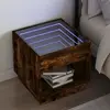 Image de vidaXL Table de chevet avec LED infini chêne fumé 50x50x50 cm