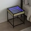 Image de vidaXL Table de chevet avec LED infini chêne sonoma 40x40x51 cm