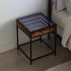 Image de vidaXL Table de chevet avec LED infini chêne fumé 40x40x51 cm